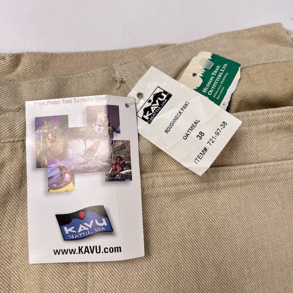 Kavu Roughneck Oatmeal Tan Thick Canvas Cargo Mens Straight Leg Pants 38 FLAW - Picture 11 of 13